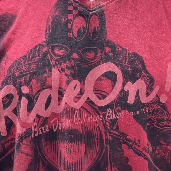 Ride On Bare Denim Co. Vintage Bikers Since 1991 Women's V-Neck Motorcycle Chick - Picture 3 of 10